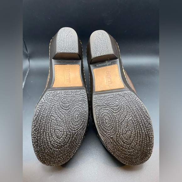 BORN Shoes Women Brown Leather Slip On Wedge Mules Clogs Handcrafted W6607 SZ 7 - Picture 8 of 10